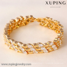 71332 Bracelet large plaqué or Xuping, Bracelet Fashion or et cristal mixte